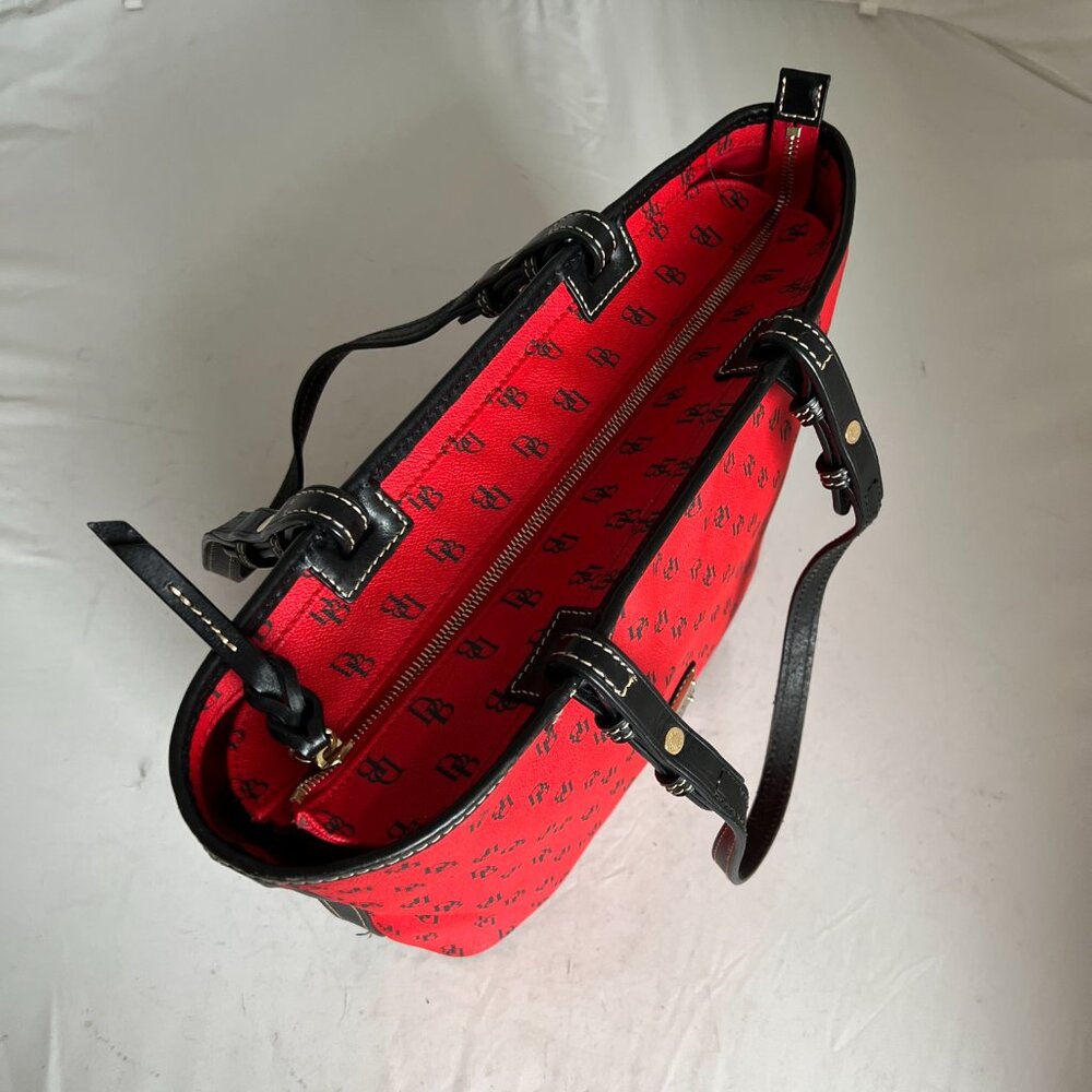 Dooney & Bourke Gretta Red Black Small Leisure Shopper Tote - Picture 9 of 15